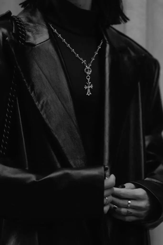 Chrome Hearts CROSS AND BABYFAT CHARM WITH TINY E CH PLUS CHALK CHAIN CH-Chrome Hearts
