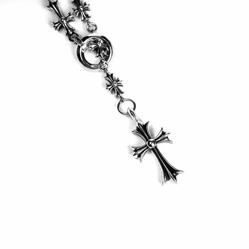 Chrome Hearts CROSS AND BABYFAT CHARM WITH TINY E CH PLUS CHALK CHAIN CH-Chrome Hearts
