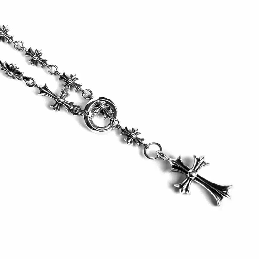 Chrome Hearts CROSS AND BABYFAT CHARM WITH TINY E CH PLUS CHALK CHAIN CH-Chrome Hearts