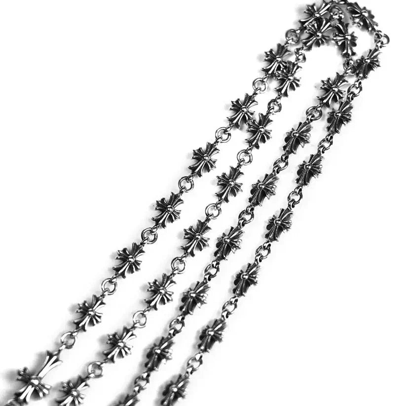 Chrome Hearts CROSS AND BABYFAT CHARM WITH TINY E CH PLUS CHALK CHAIN CH-Chrome Hearts