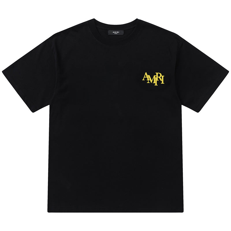 AMIRI  Crystal Embellished Champagne Logo T-Shirts AMIRI