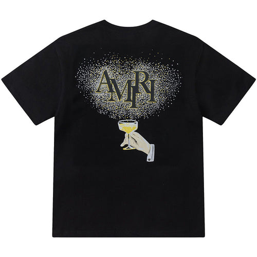 AMIRI  Crystal Embellished Champagne Logo T-Shirts AMIRI