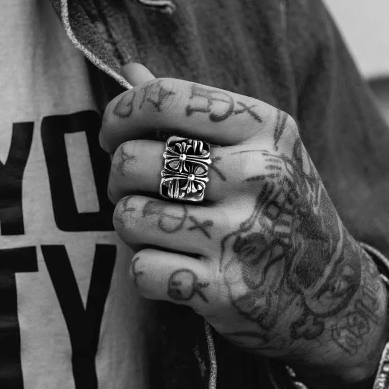 CHROME HEARTS SQUARE CEMETERY RING 9 CH-Chrome Hearts