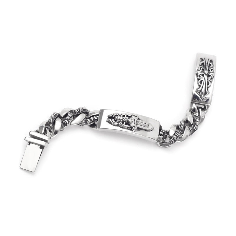 DOUBLE ID FANCY LINK BRACELET 8 CH-Chrome Hearts