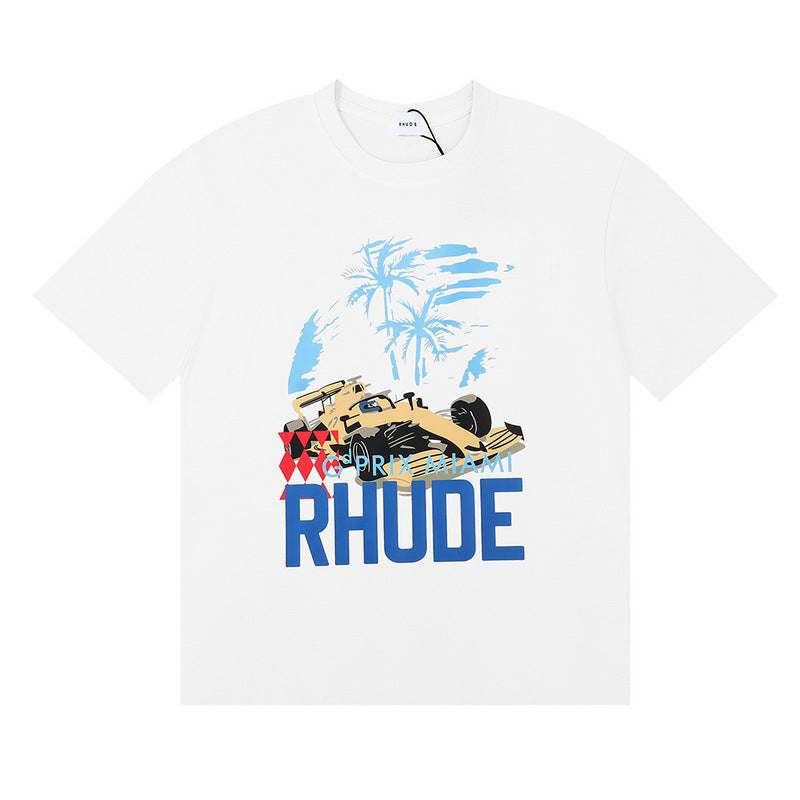 RHUDE Racing Crest F1 formula trendy couple T-shirts RHUDE