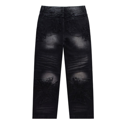 VALLEY Embroidered Letter Jeans #8261